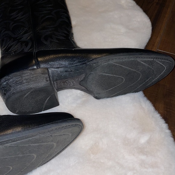 Ariat Cowboy Boots Size 11D Tall Black Heritage Deertan - Picture 3 of 8